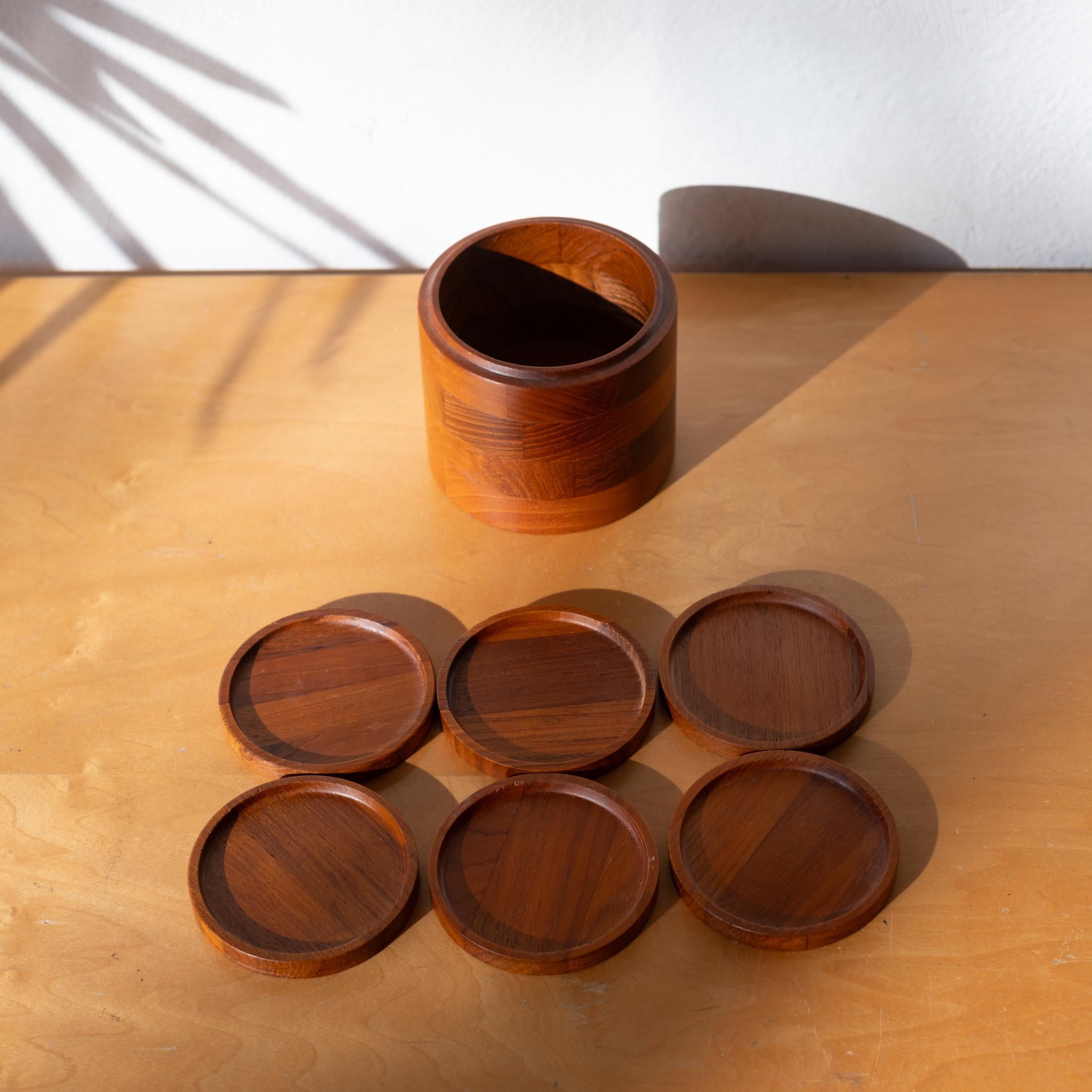 Mid-Century Danish Modern Teak Coaster Set 5
