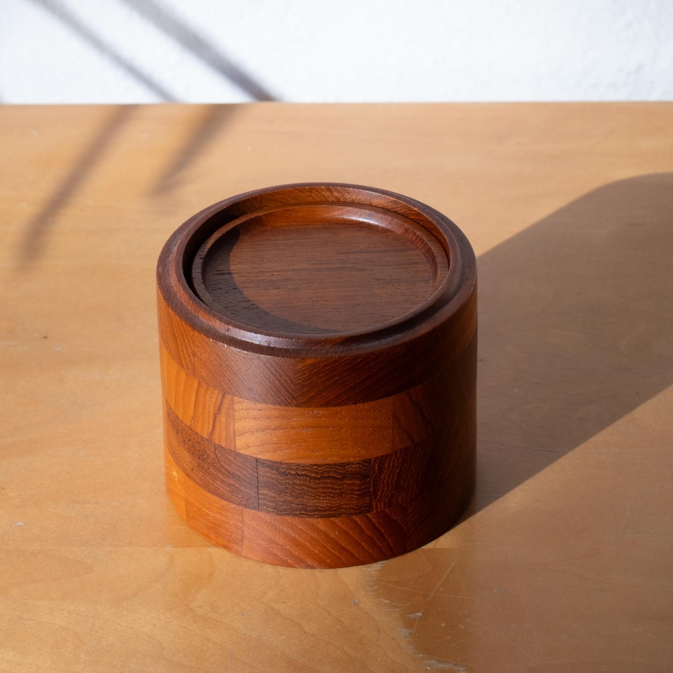 Mid-Century Danish Modern Teak Coaster Set 1