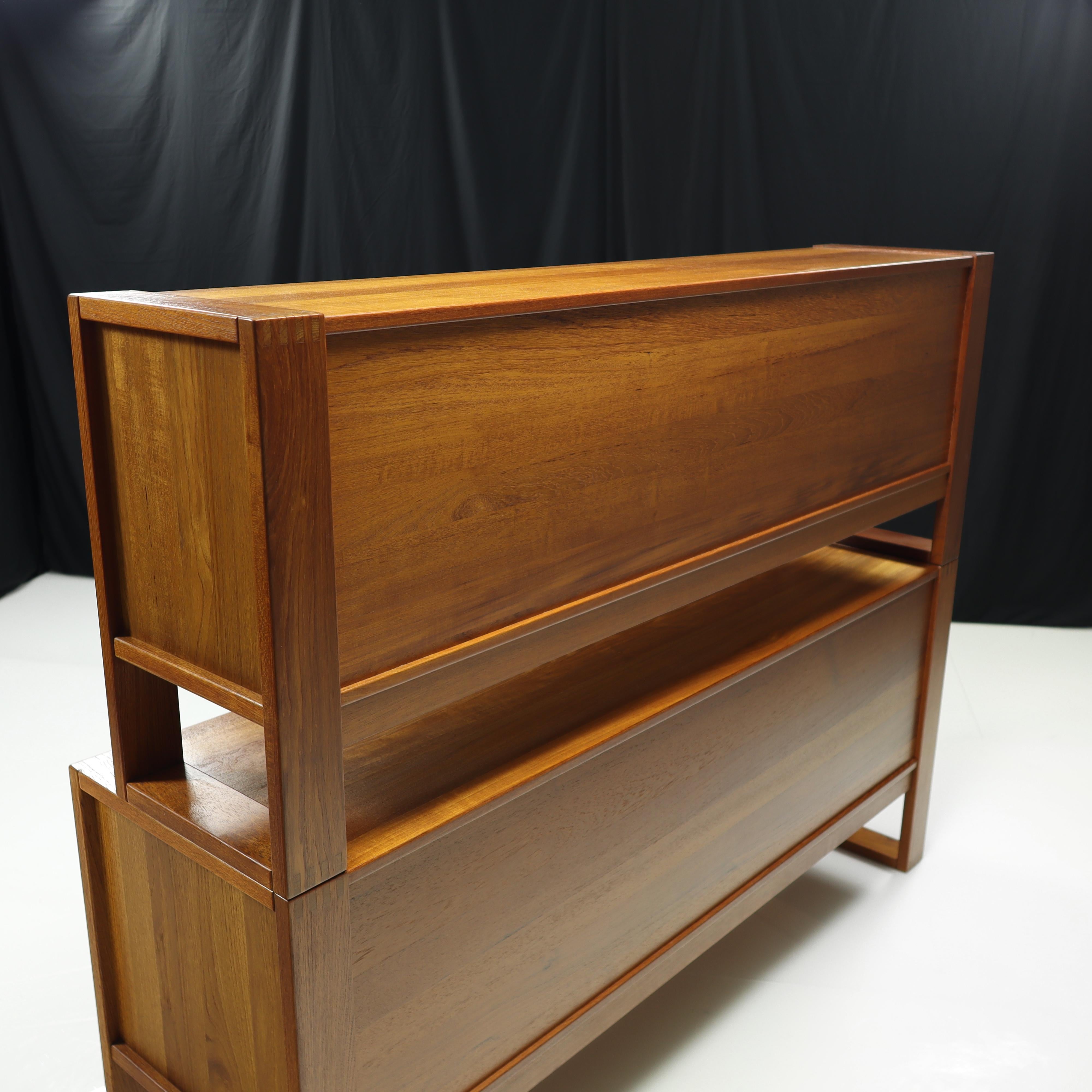 Oiled Mid-Century Danish Modern Teak Credenza with Hutch For Sale