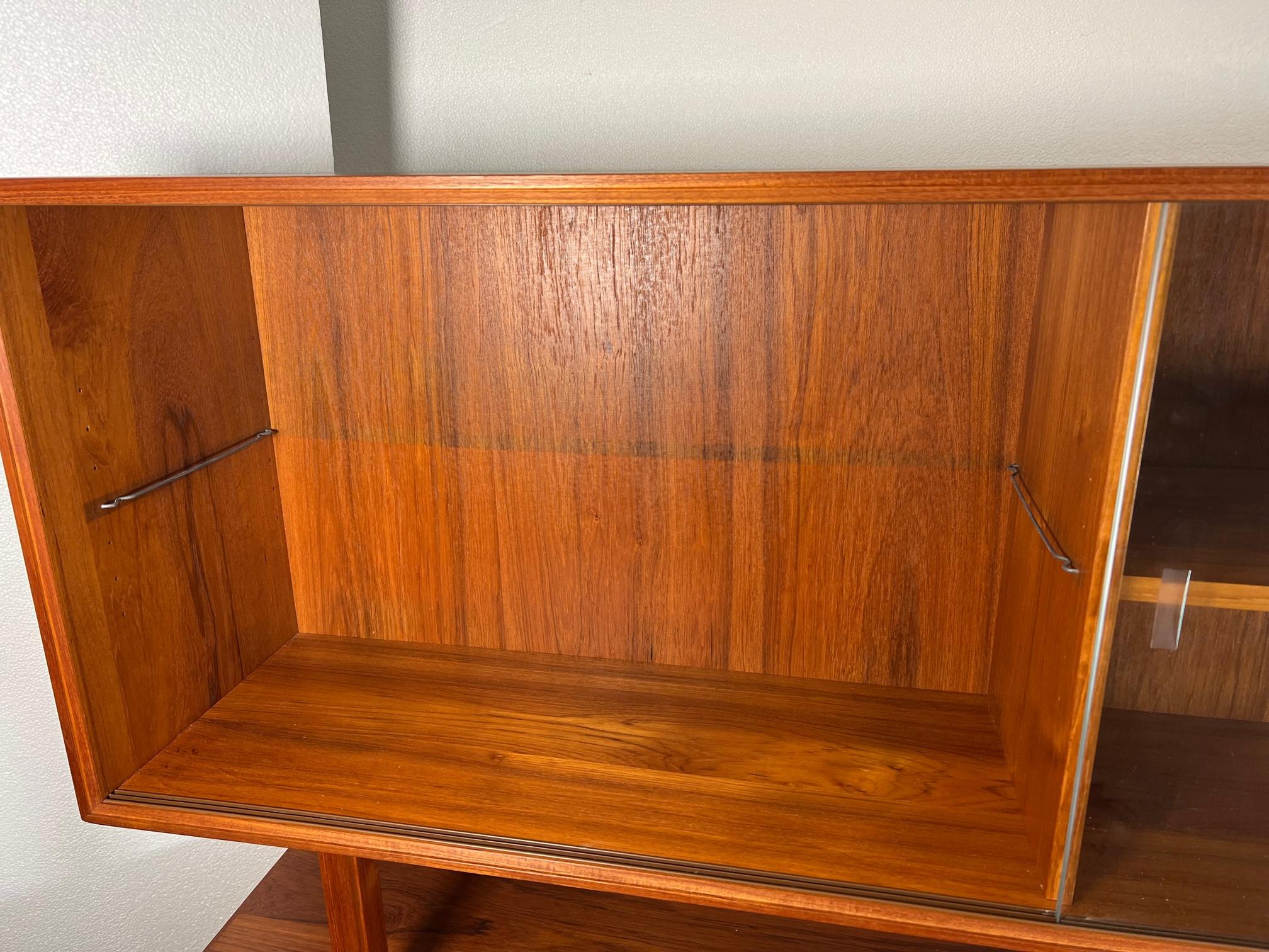 Midcentury Danish Modern Teak Credenza with Hutch Sliding Doors 5