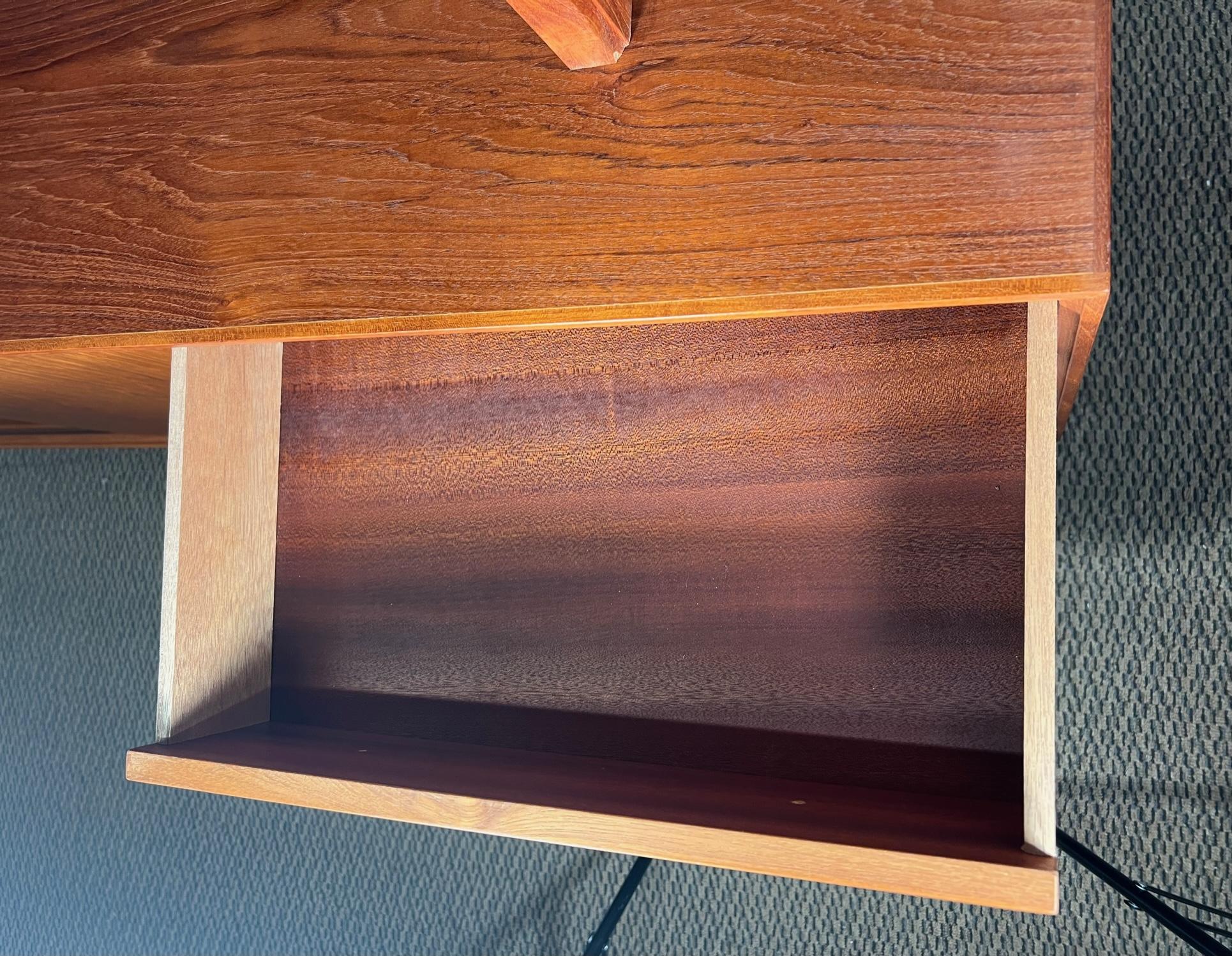 Veneer Midcentury Danish Modern Teak Credenza with Hutch Sliding Doors