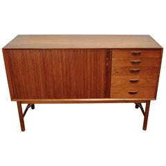 Midcentury Danish Modern Teak Credenza with Tambour Door by Peter Hvidt