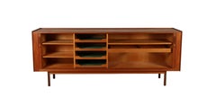 Mid Century Danish Modern Teak Credenza with Tambour sliding doors
