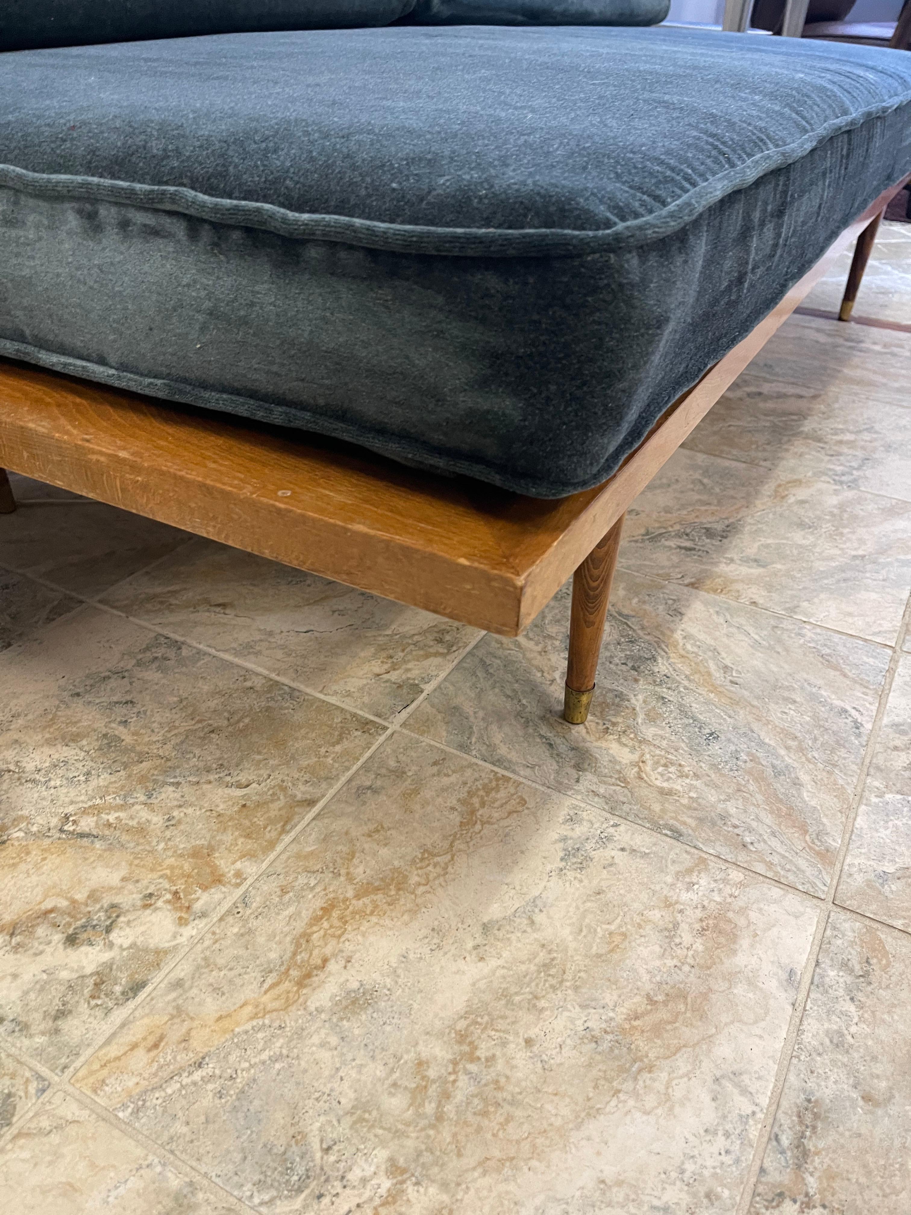 Mid-20th Century Mid Century Danish Modern Teak Daybed Sofa Settee Donghia Velvet Fabric