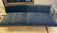 Mid Century Danish Modern Teak Daybed Sofa Settee Donghia Velvet Fabric