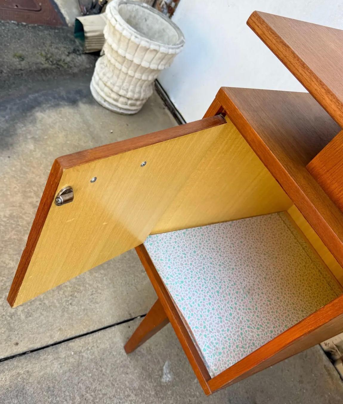 20th Century Mid-Century Danish Modern Teak Desk Or Vanity With Floating Top For Sale