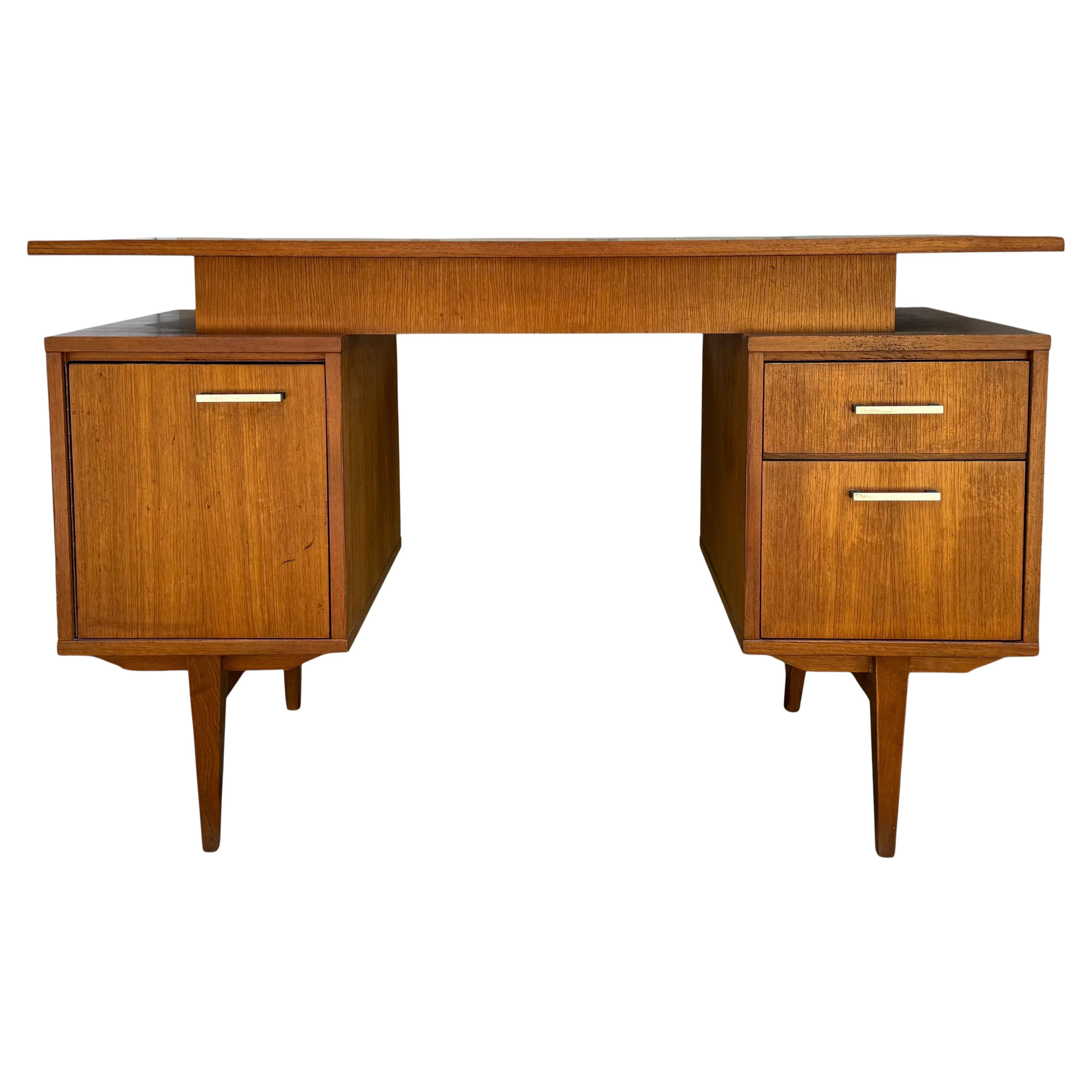 Scrivania o vanità in teak moderna danese del metà secolo con piano flottante