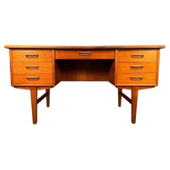 Mid Century Danish Modern Teak Desk W/ Finished Back