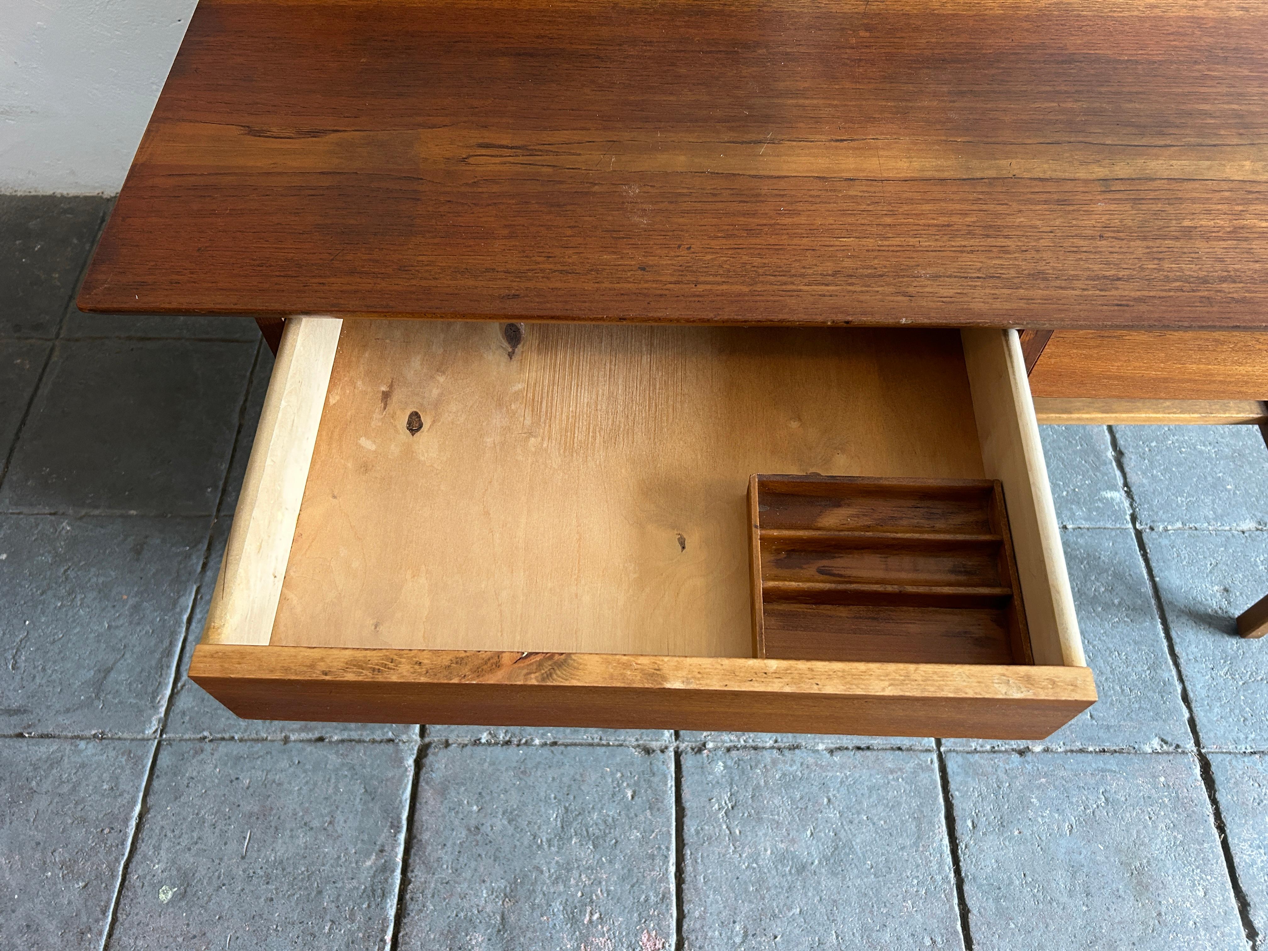 Mid-20th Century Mid century danish modern teak desk with 3 drawers  For Sale