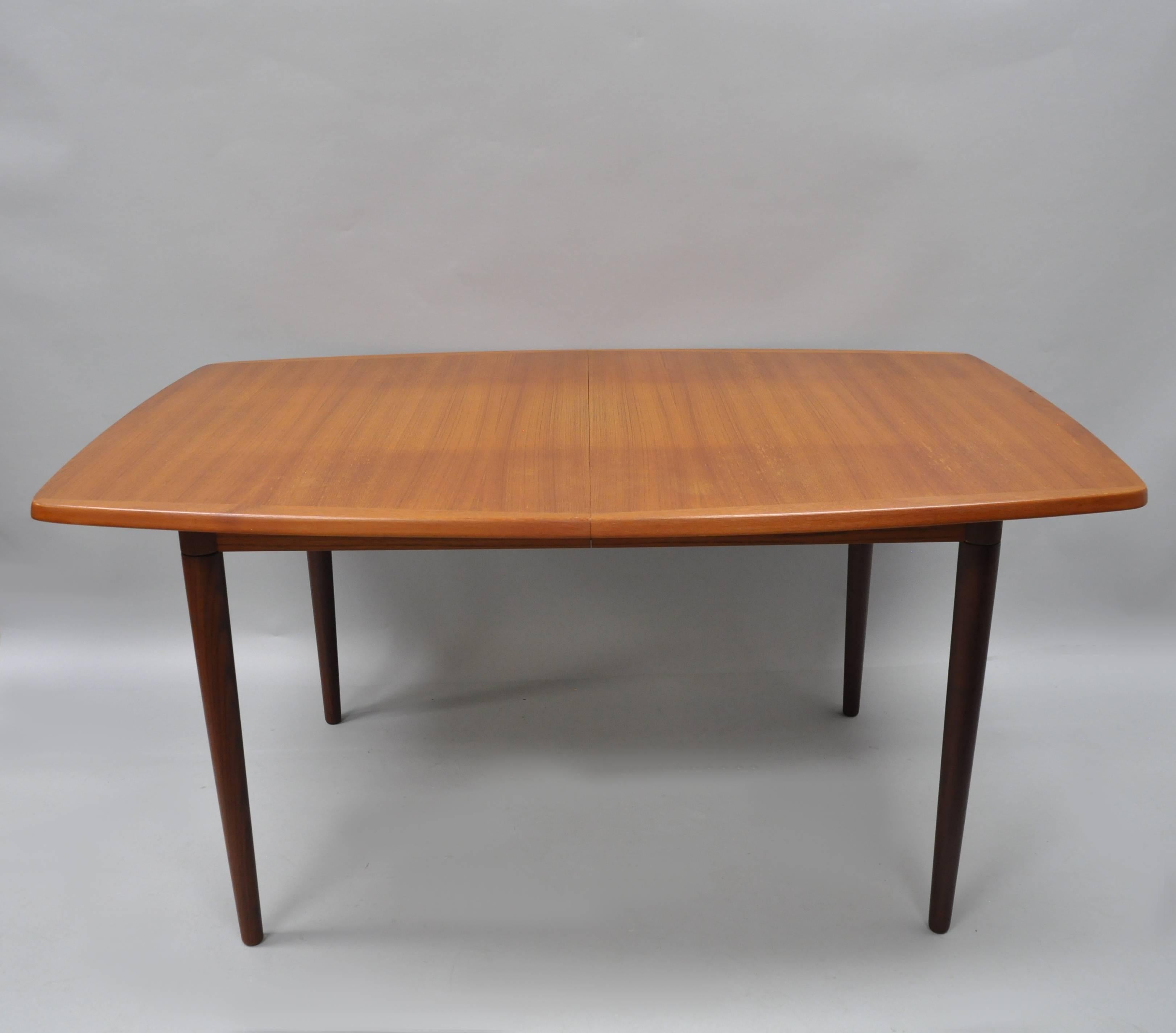 Vintage mid century Scandinavian / Danish modern teak wood dining table with (2) 17.5