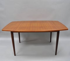 Mid Century Danish Modern Teak Dining Table with 2 Leaves by Gustav Bahus Norway
