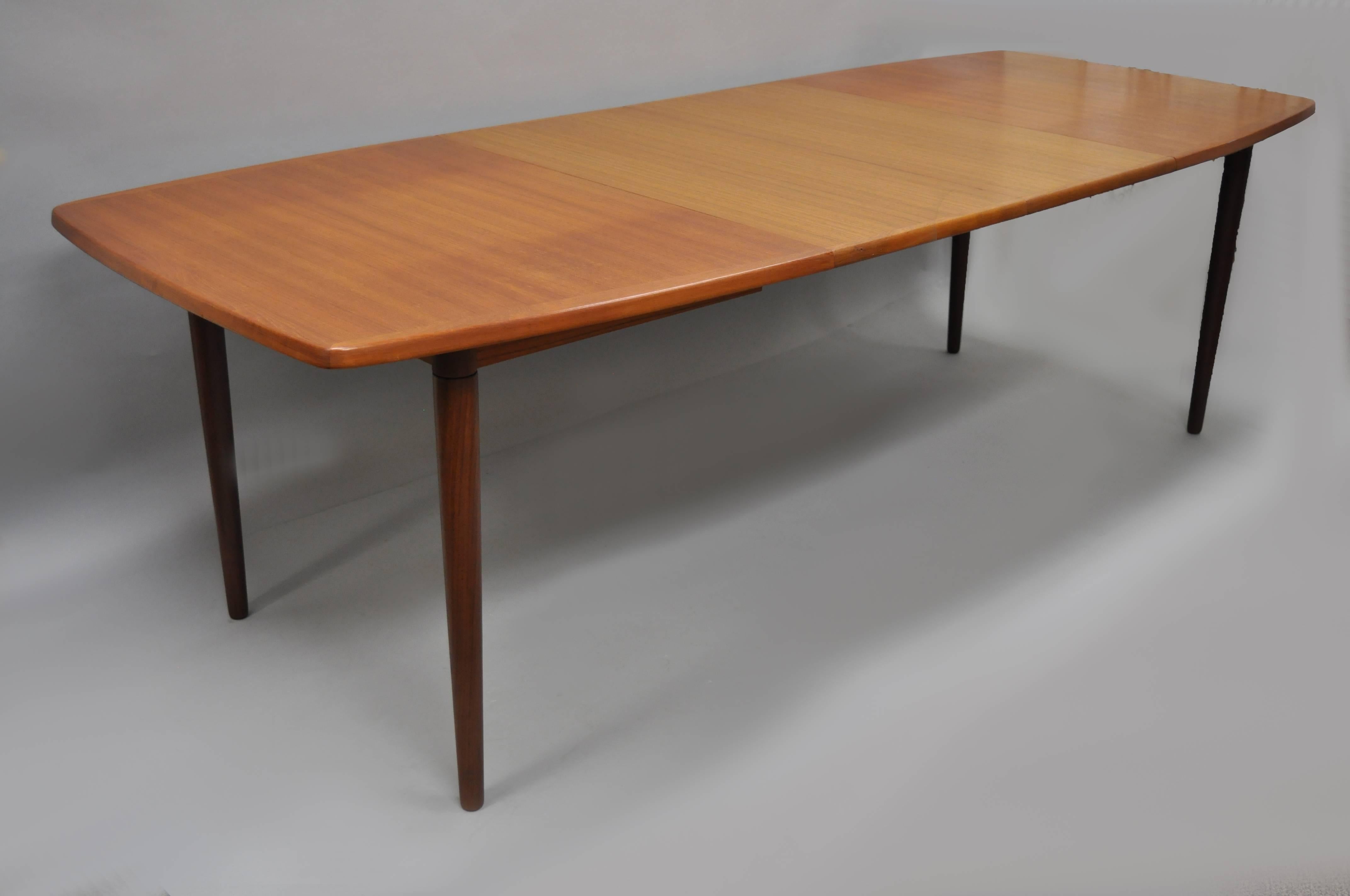 Mid-20th Century Mid Century Danish Modern Teak Dining Table with 2 Leaves by Gustav Bahus Norway