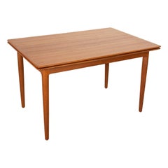 Midcentury Danish Modern Teak Dining Table with Draw Leaves