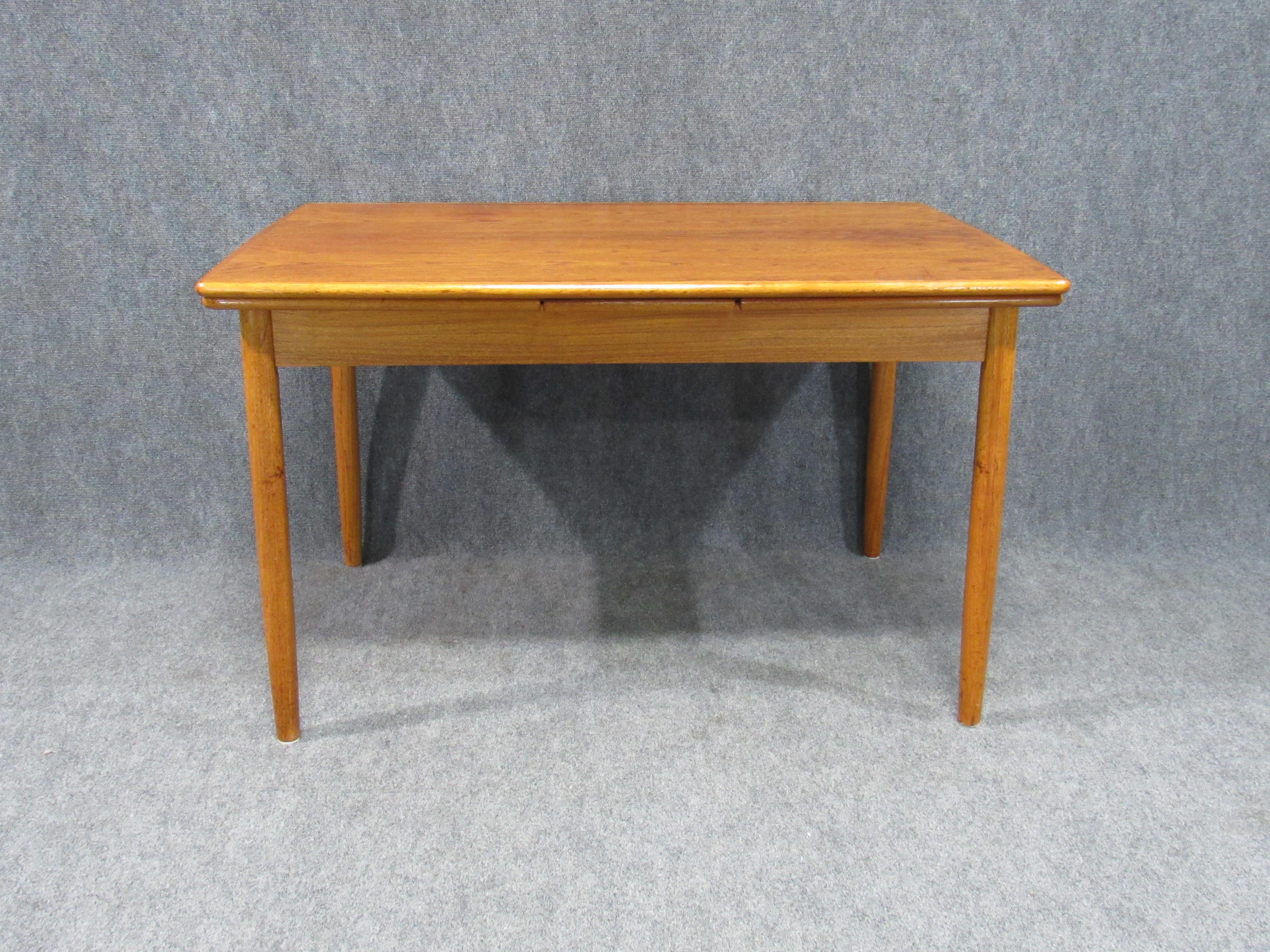 Midcentury Danish Modern Teak Dining Table with Two Pull-Out Leaves 2