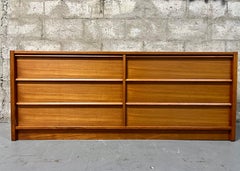 Mid Century Danish Modern Teak Double Dresser by Jesper International. C 1980s