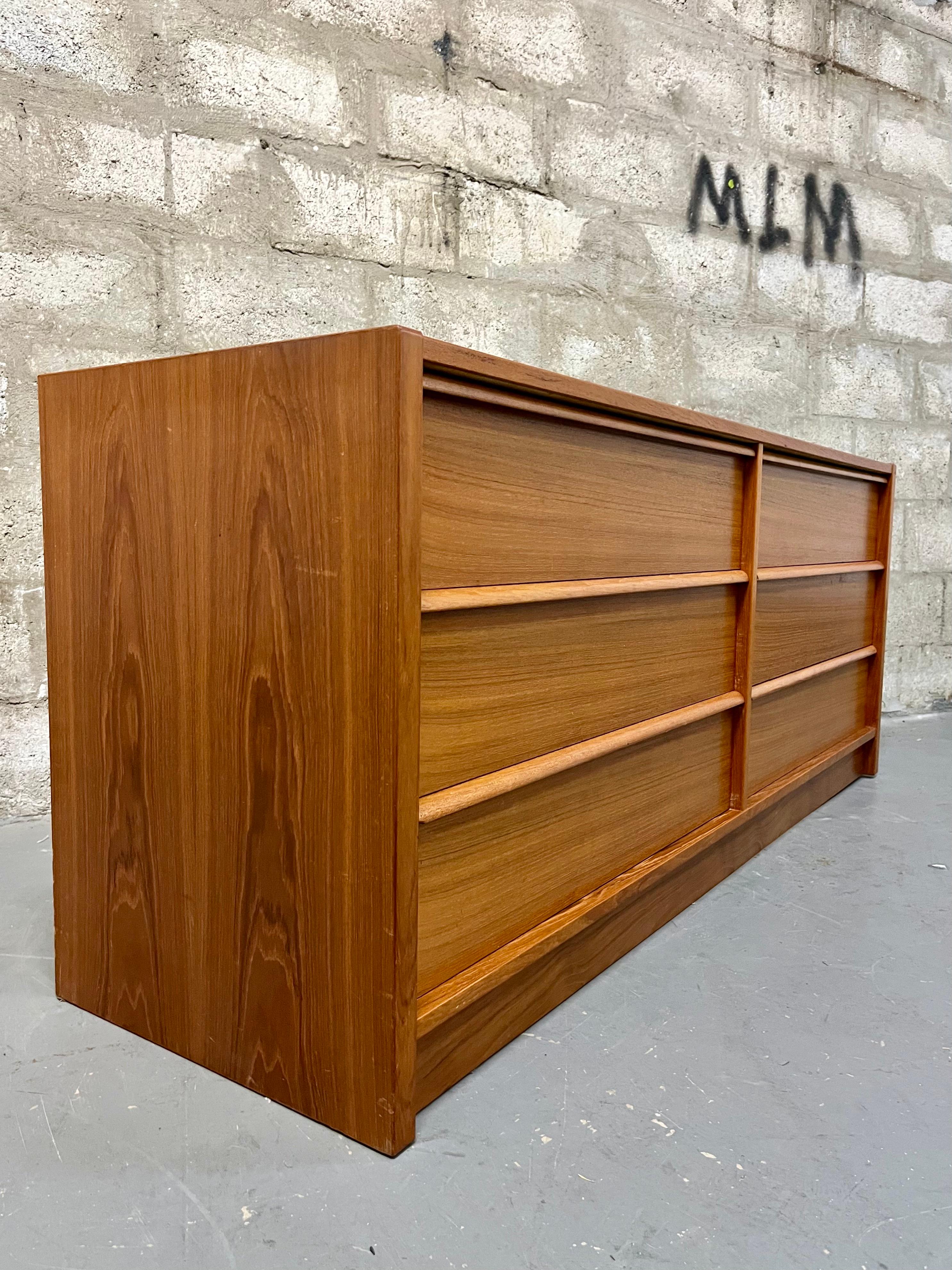 Wood Mid Century Danish Modern Teak Double Dresser by Jesper International. C 1980s For Sale