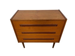 Mid Century Danish Modern Teak Dresser with 3 Drawers