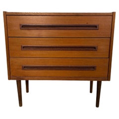Mid Century Danish Modern Teak Dresser with 3 Drawers