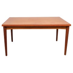 Mid Century Danish Modern Teak Expandable Top Dining Table Vejle Stole