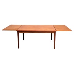 Mid Century Danish Modern Teak Expandable Top Dining Table Vejle Stole