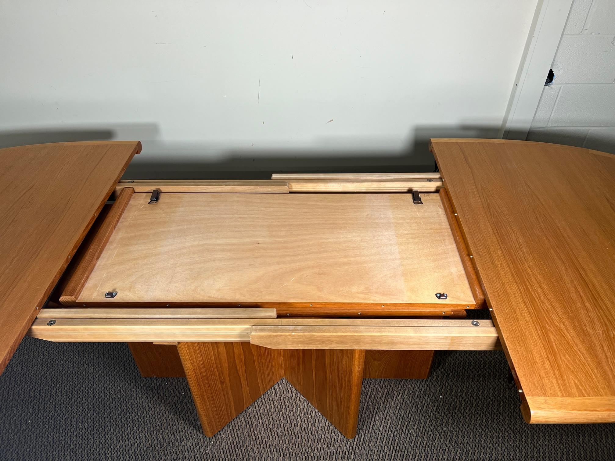 Midcentury Danish Modern Teak Extending Dining Table Ansager Mobler Seats 10 9
