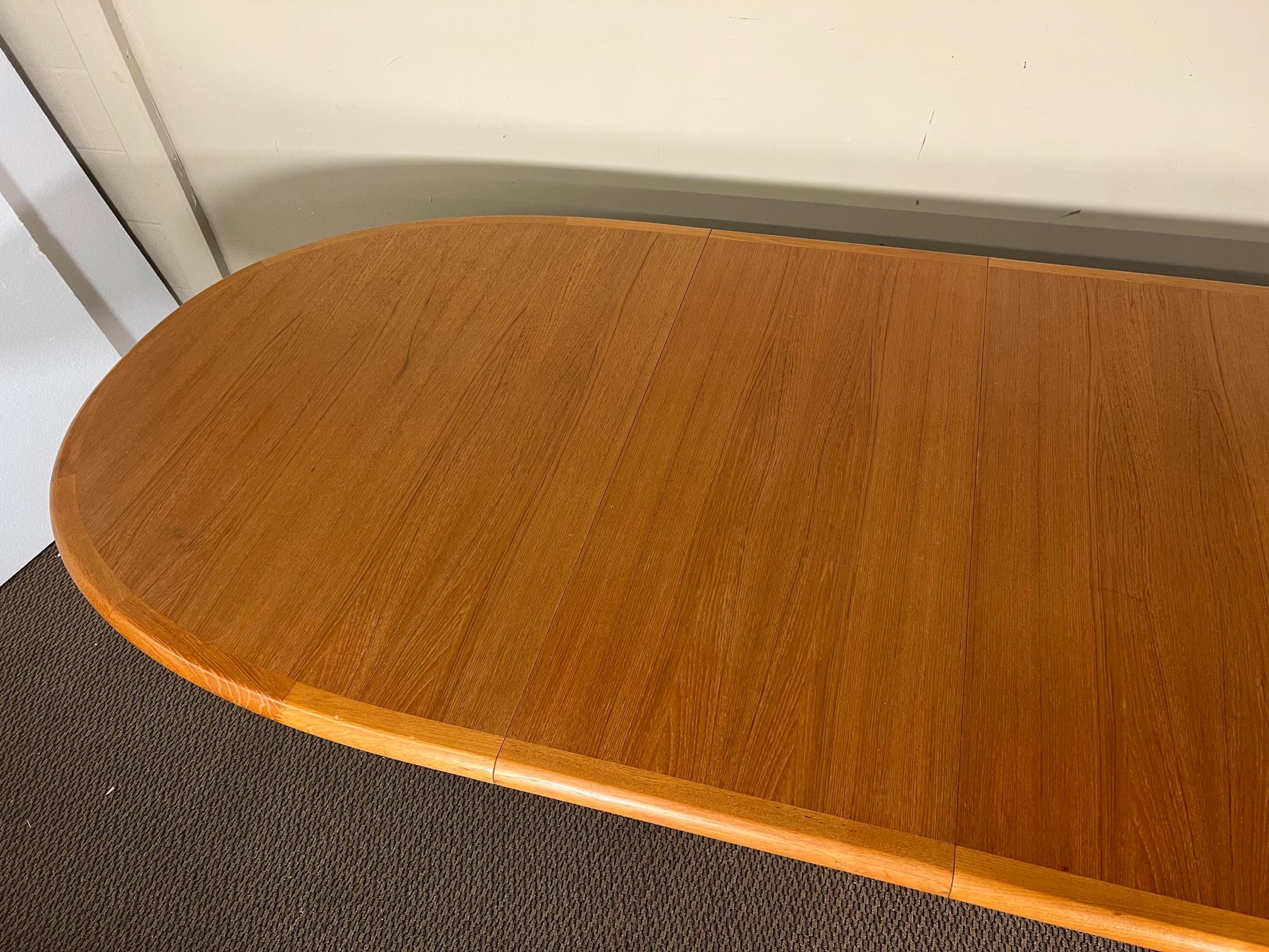 Veneer Midcentury Danish Modern Teak Extending Dining Table Ansager Mobler Seats 10