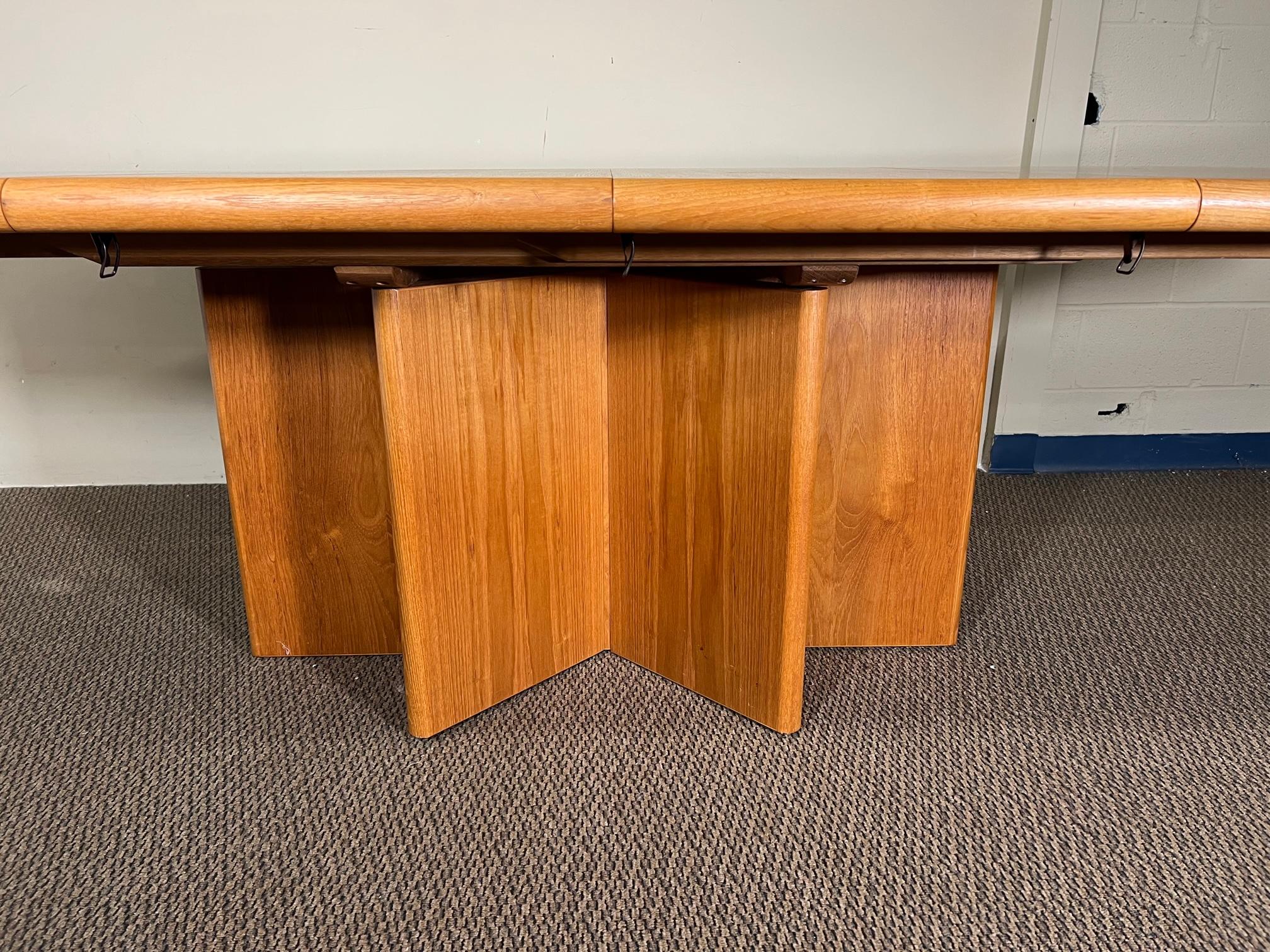 Midcentury Danish Modern Teak Extending Dining Table Ansager Mobler Seats 10 3