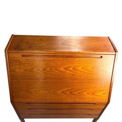 Mid Century Danish Modern Teak Flip Top Secretary Desk