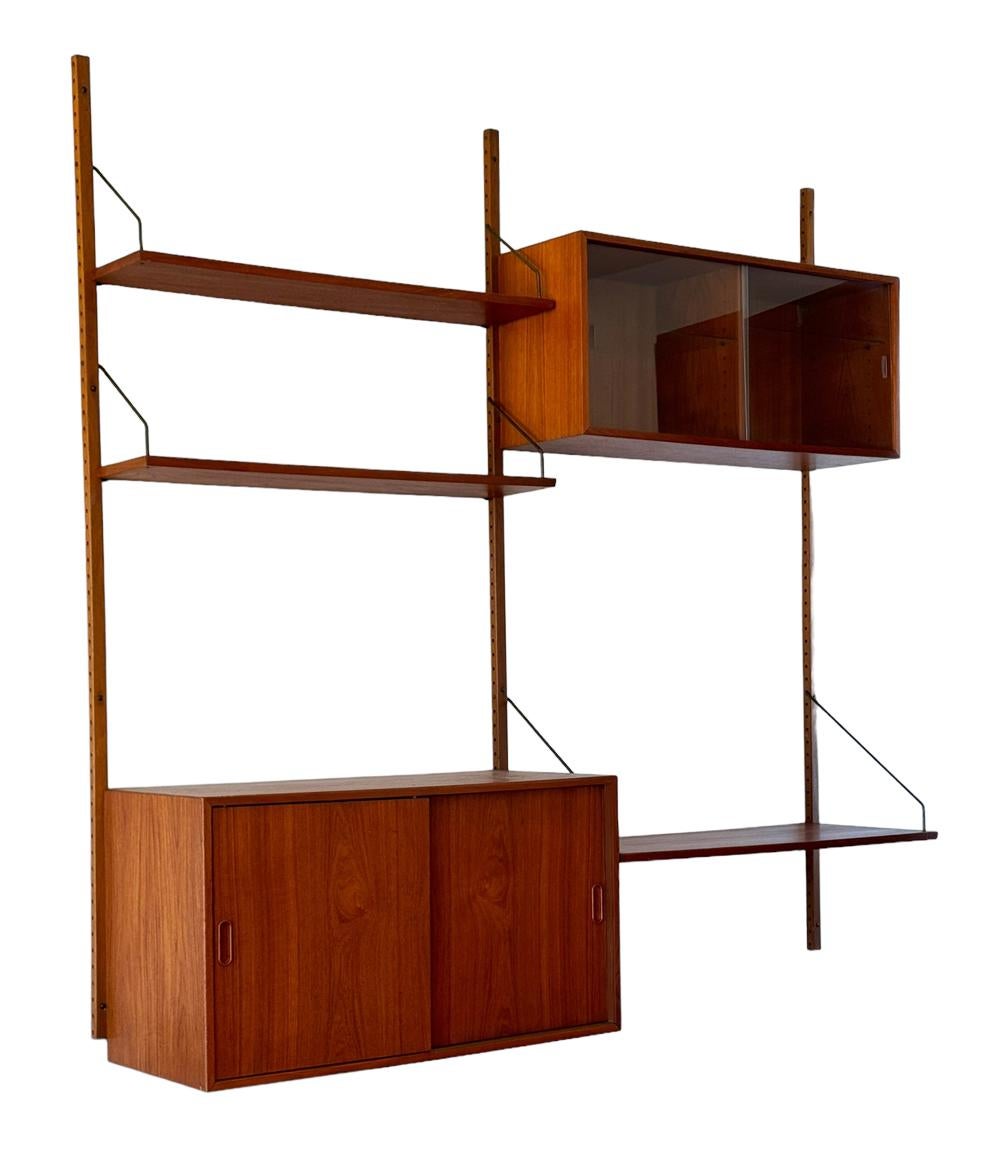Mid-20th Century Mid Century Danish Modern Teak Floating Shelves Cado Wall Unit by Poul Cadovius For Sale