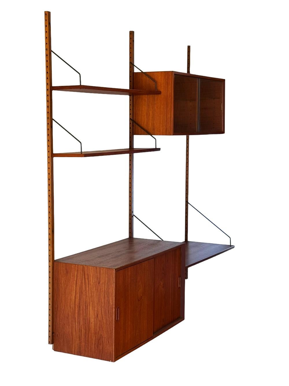 Mid Century Danish Modern Teak Floating Shelves Cado Wall Unit by Poul Cadovius For Sale 1