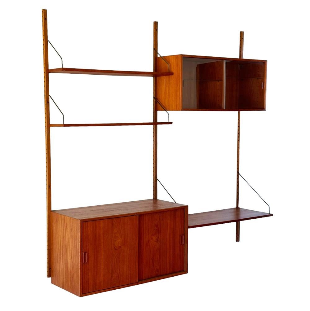 Mid Century Danish Modern Teak Floating Shelves Cado Wall Unit by Poul Cadovius For Sale 2