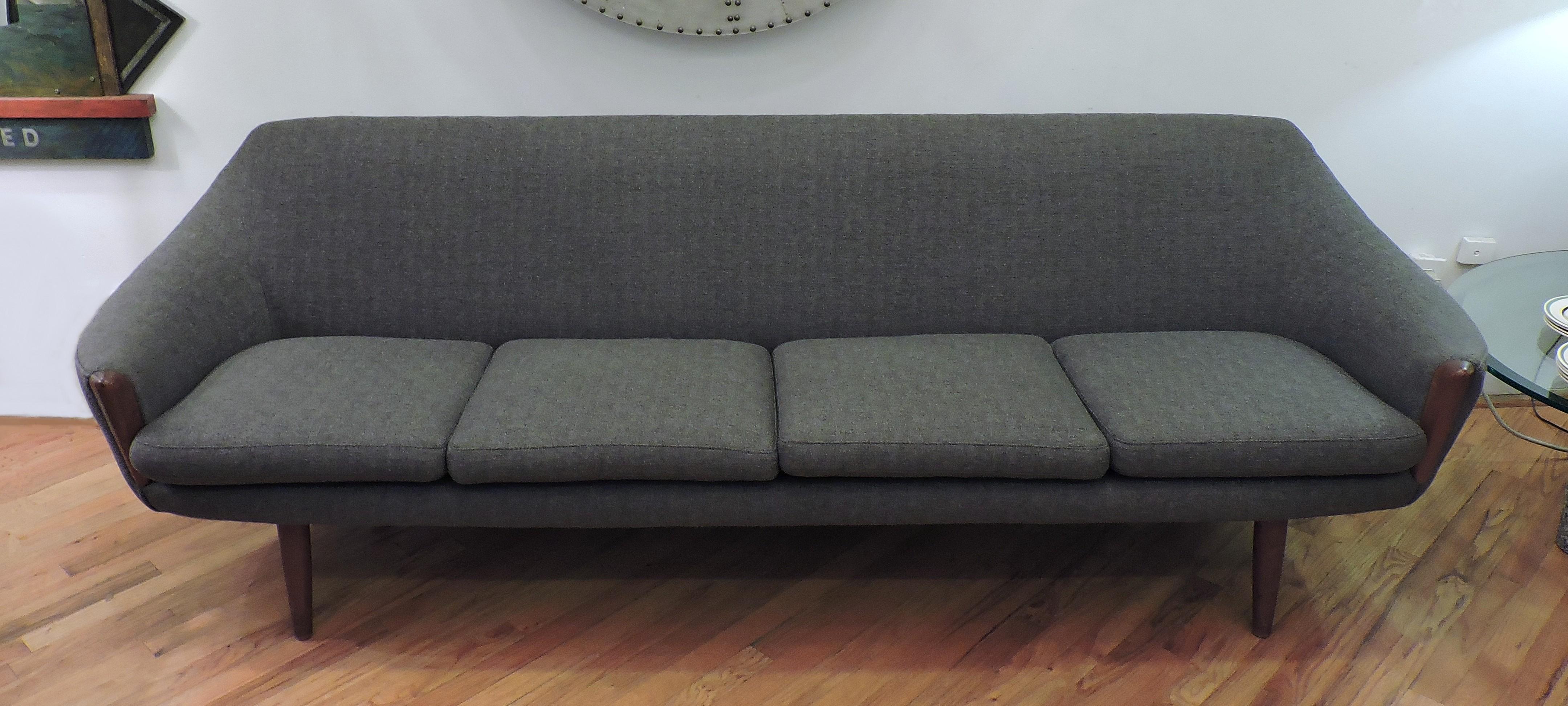 Midcentury Danish Modern Teak Four-Seat Sofa 4