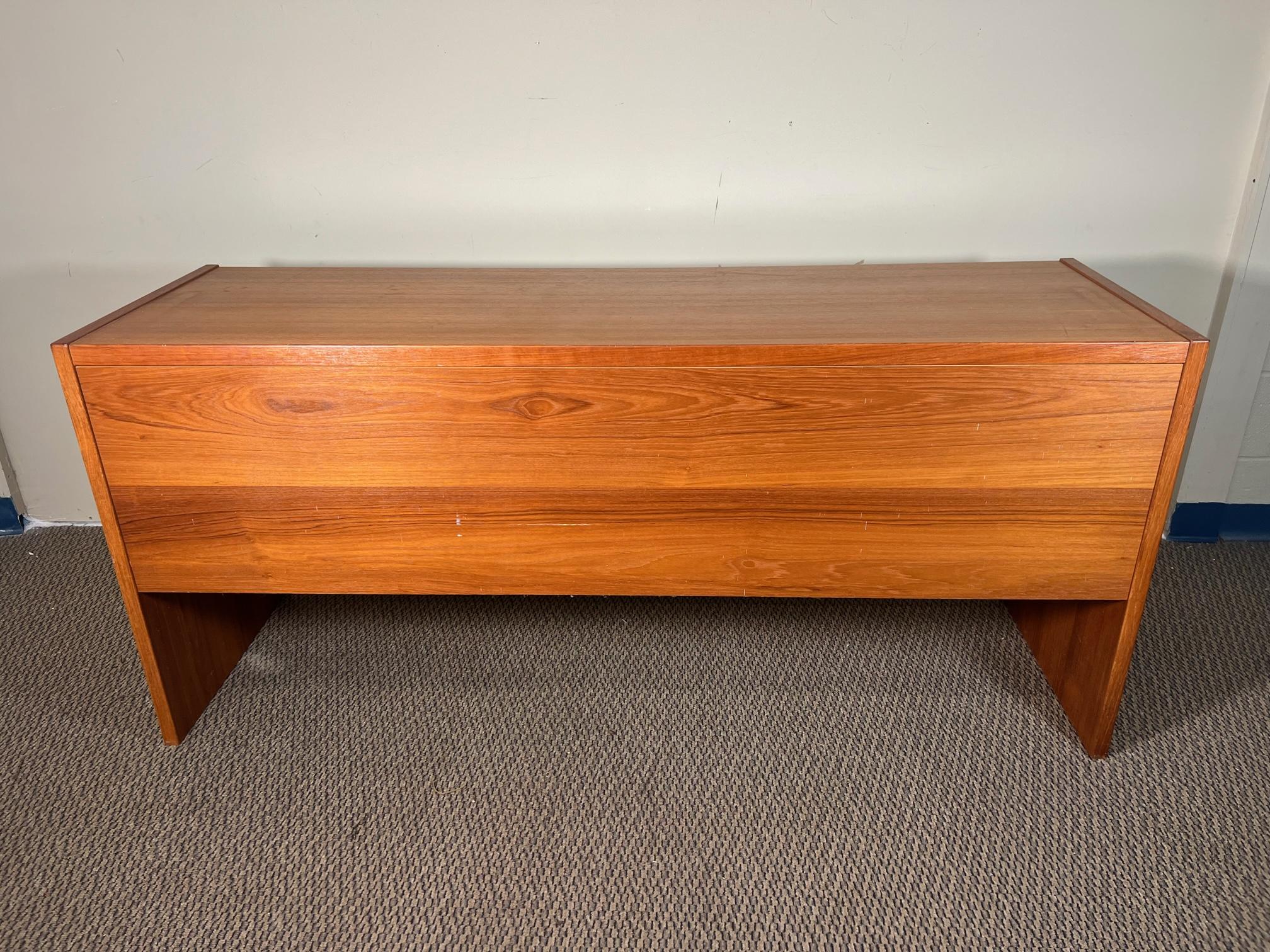 Mid Century Danish  Modern Teak Free Standing Desk By Denka 10