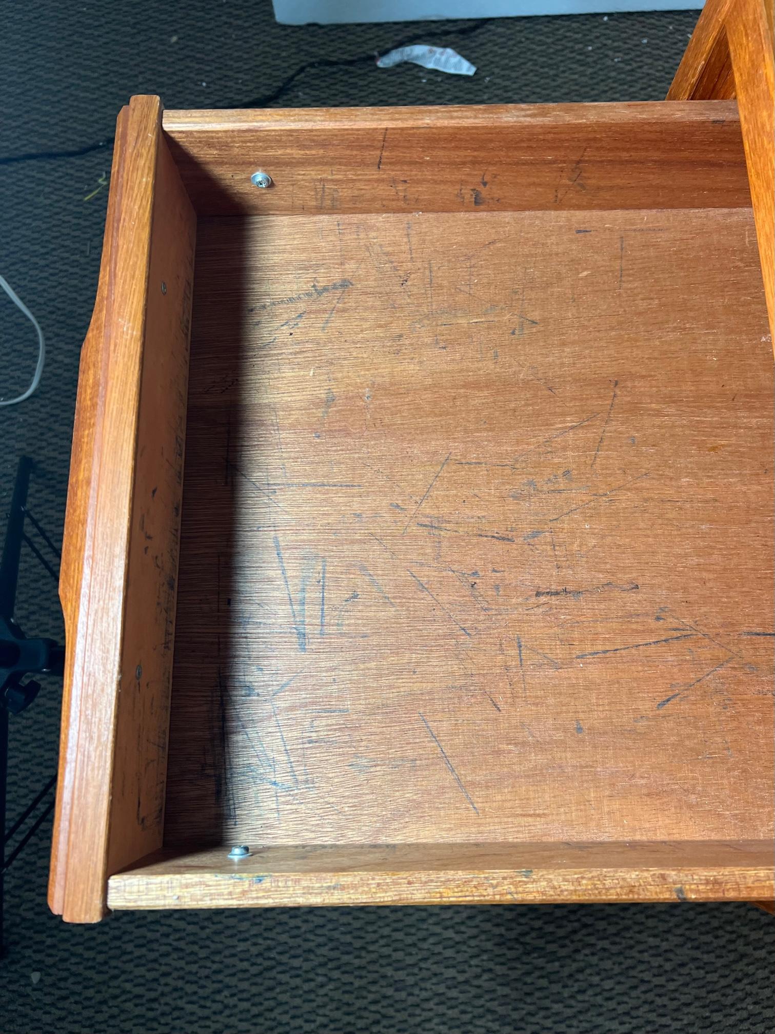 Mid Century Danish  Modern Teak Free Standing Desk By Denka In Good Condition In Atlanta, GA