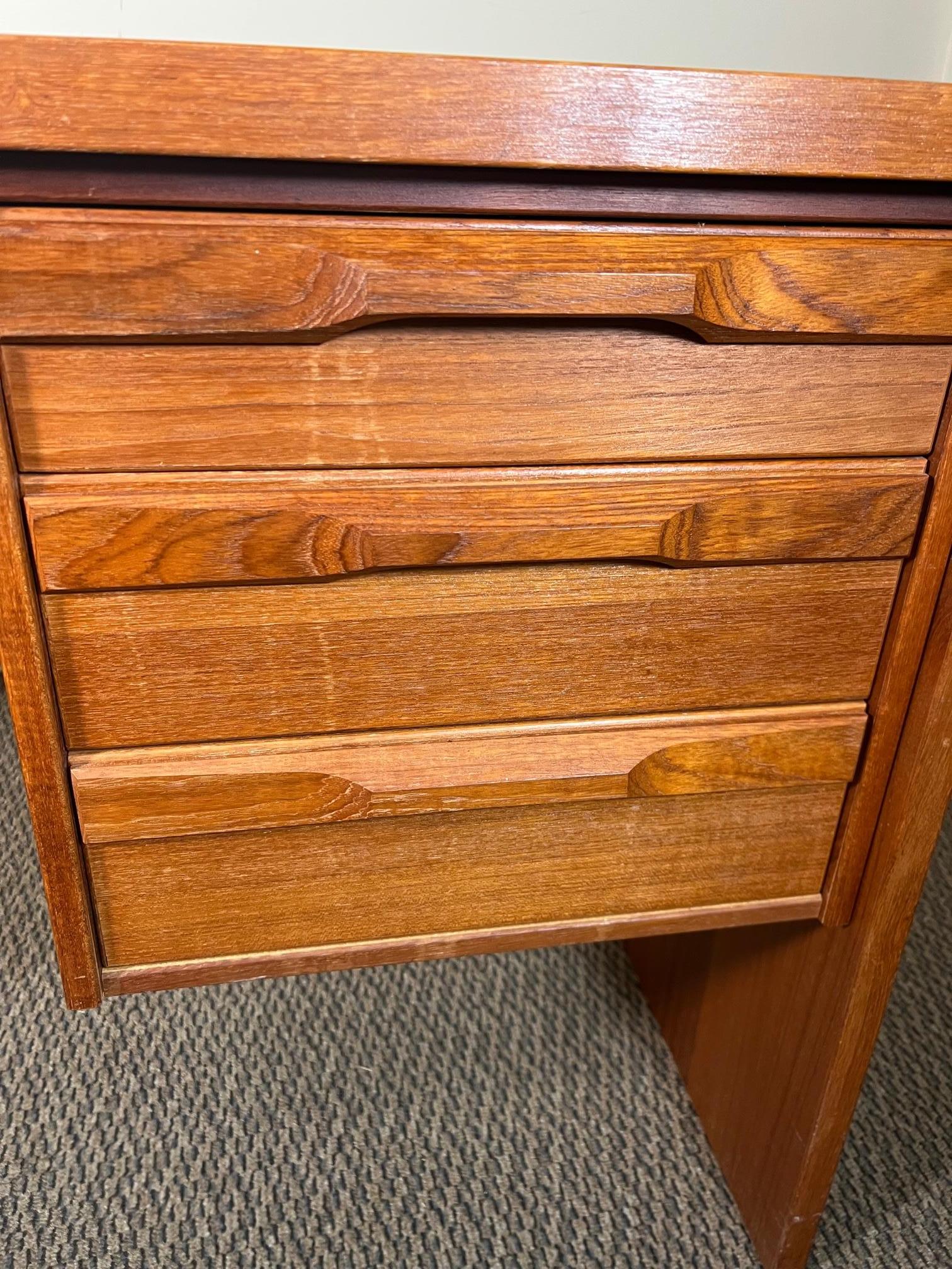 Mid Century Danish  Modern Teak Free Standing Desk By Denka 1