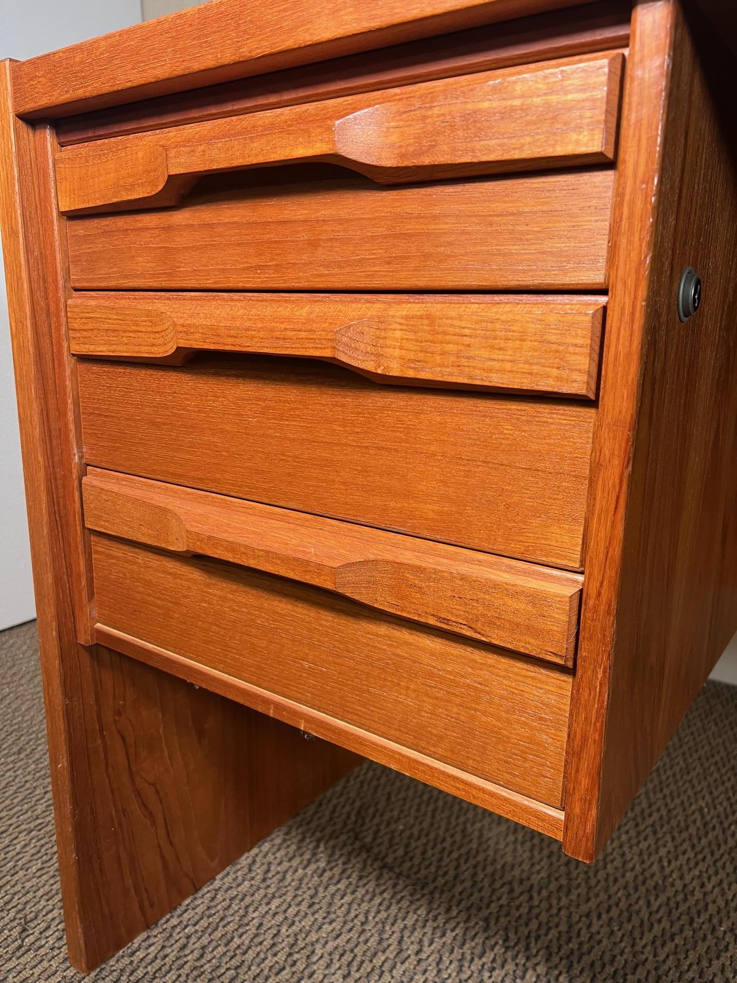 Mid Century Danish  Modern Teak Free Standing Desk By Denka 2