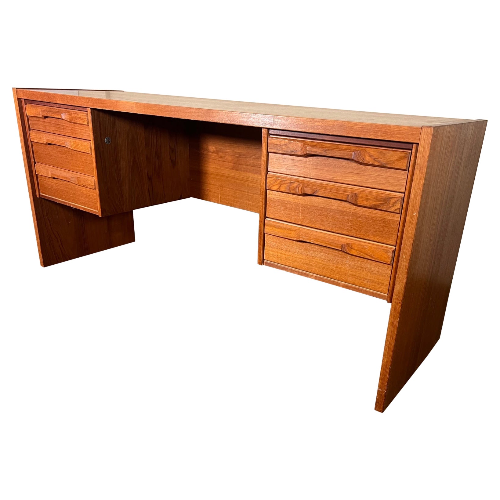 Mid Century Danish  Modern Teak Free Standing Desk By Denka