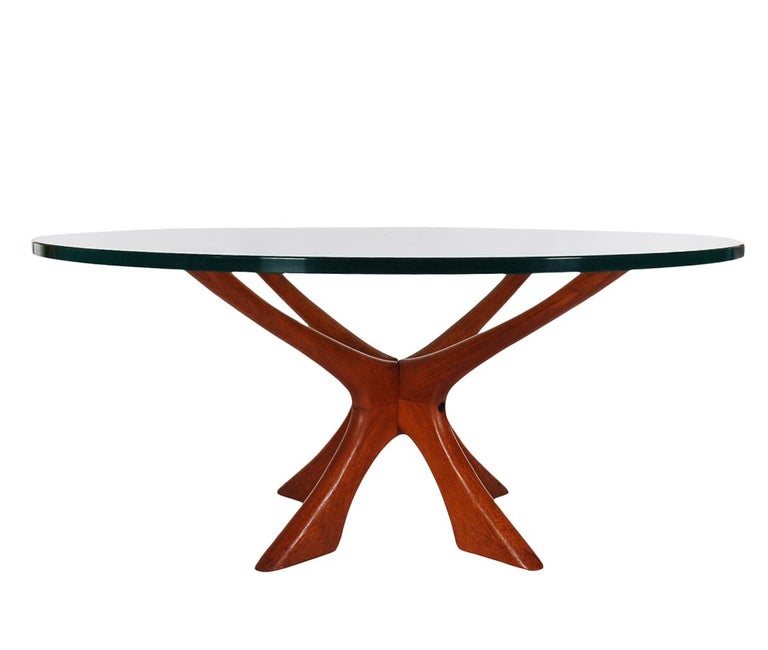 Midcentury Danish Modern Teak and Glass Top Cocktail Table by Illum Wikkelsø For Sale at 1stDibs