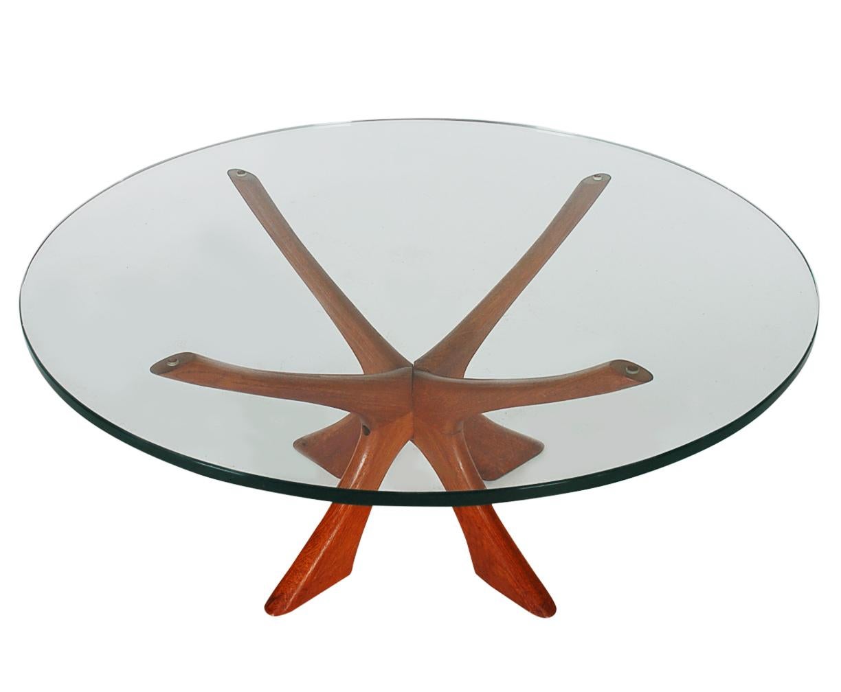 Midcentury Danish Modern Teak and Glass Top Cocktail Table by Illum Wikkelsø 3