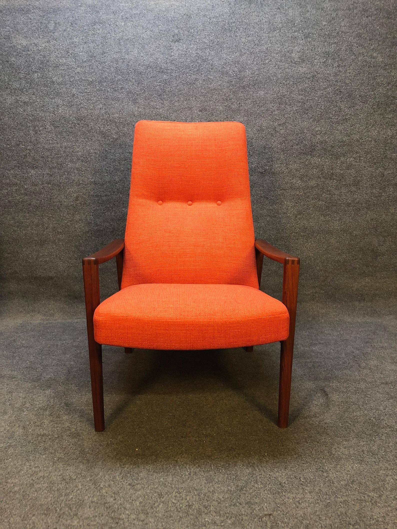 Scandinavian Modern Mid Century Danish Modern Teak High Back Lounge Chair by Ulferts Fabriker For Sale