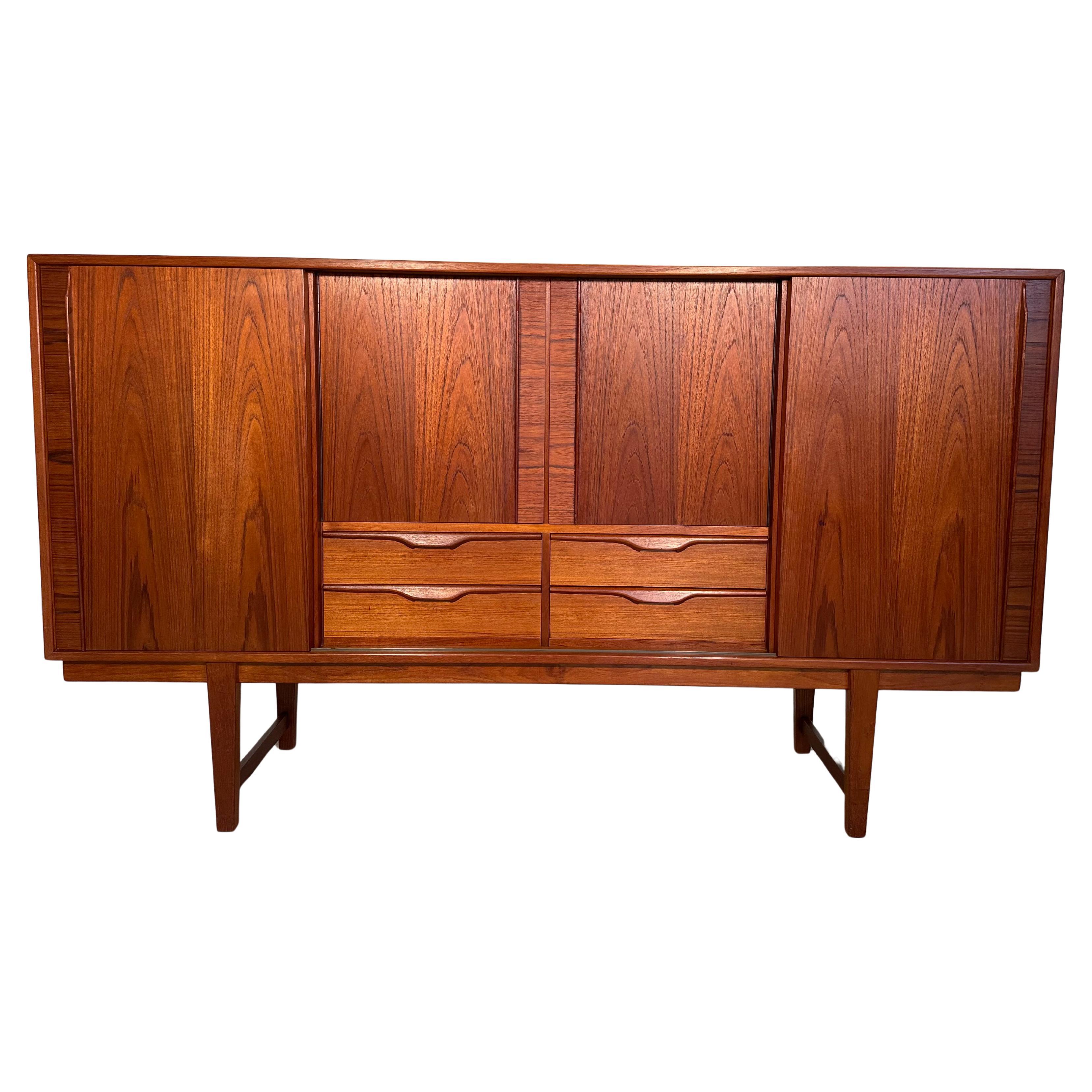 Mid Century Danish Modern Teak Highboard Sideboard