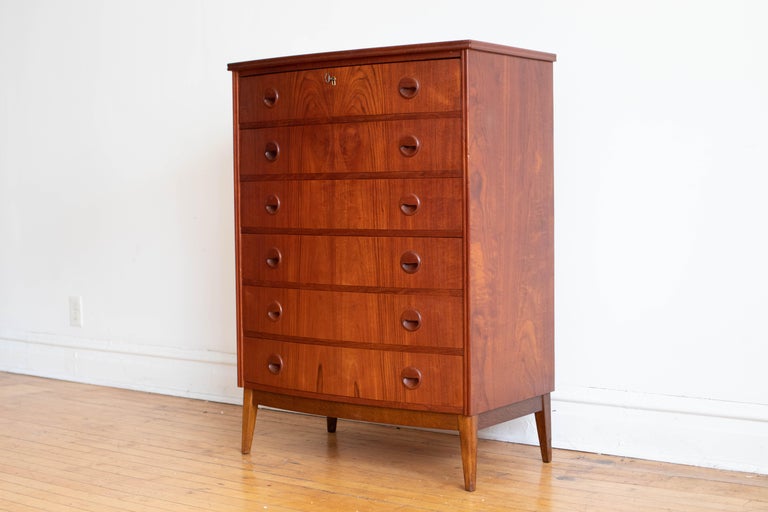 Mid Century Danish Modern Teak Highboy Dresser For Sale at 1stDibs