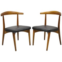 Mid Century Danish Modern Teak John Stuart Curved Back Dining Chair, a Pair