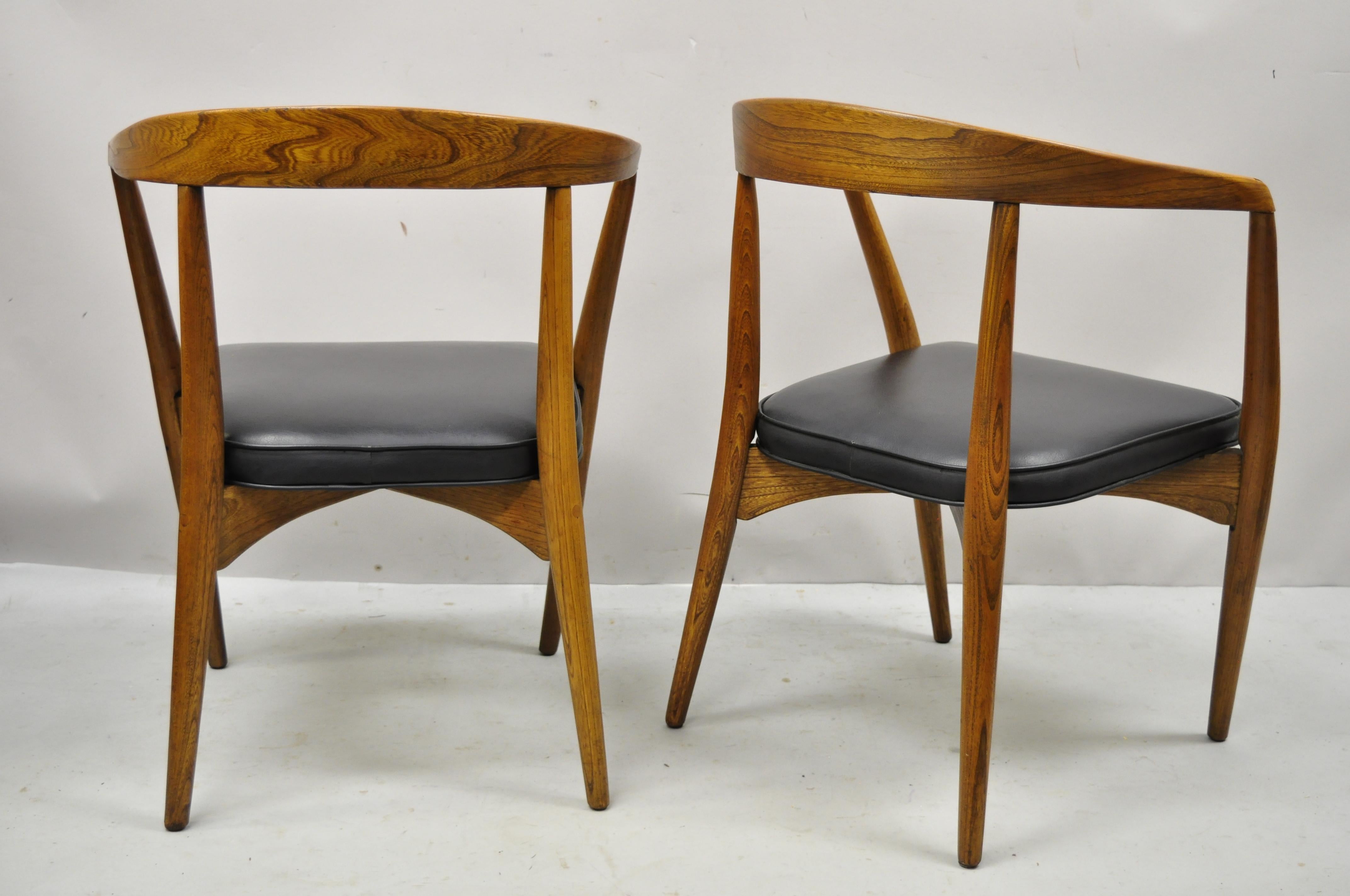 Mid Century Danish Modern Teak John Stuart Horseshoe Dining Arm Chair, a Pair 4