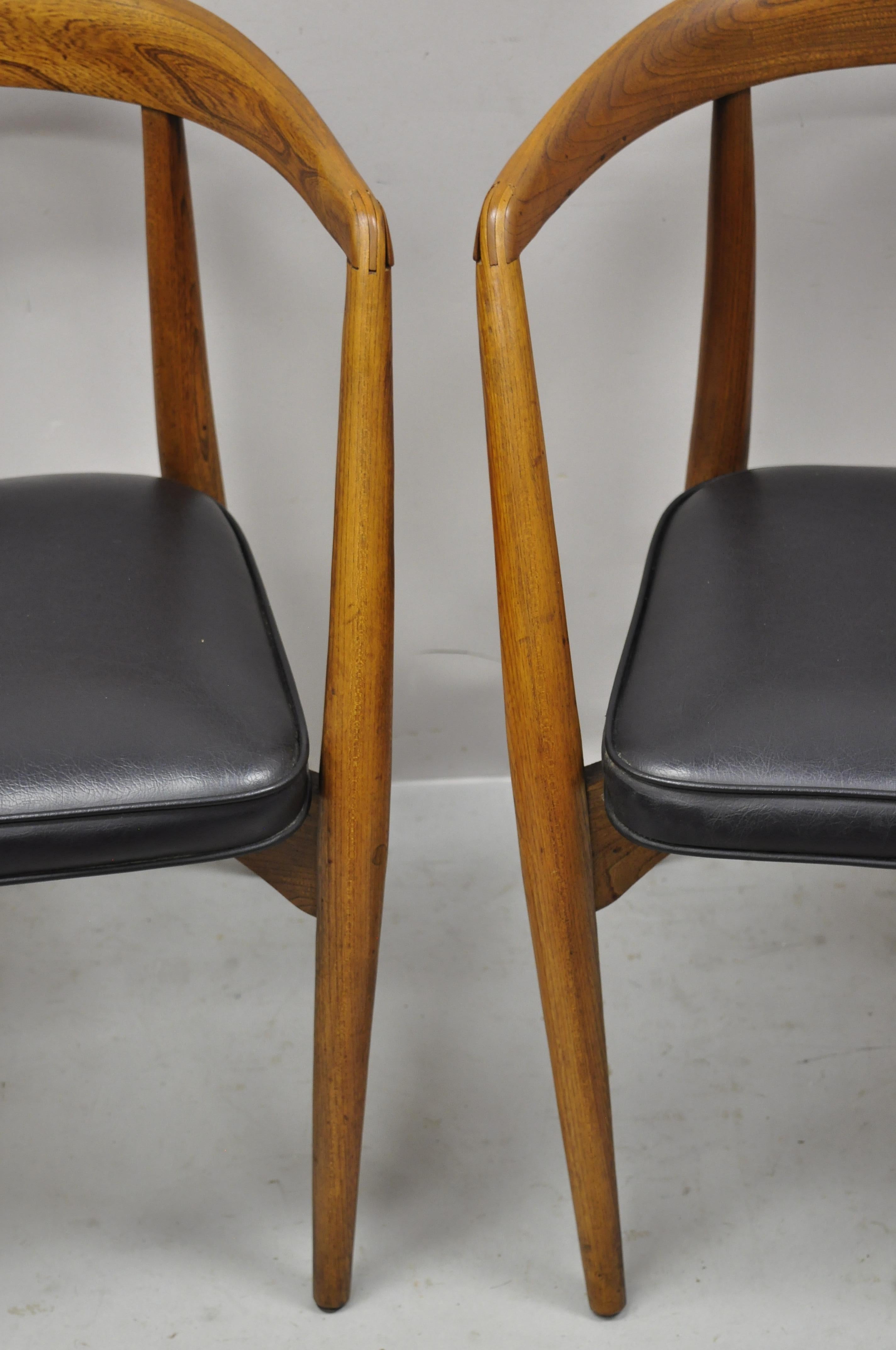 Mid Century Danish Modern Teak John Stuart Horseshoe Dining Arm Chair, a Pair 5