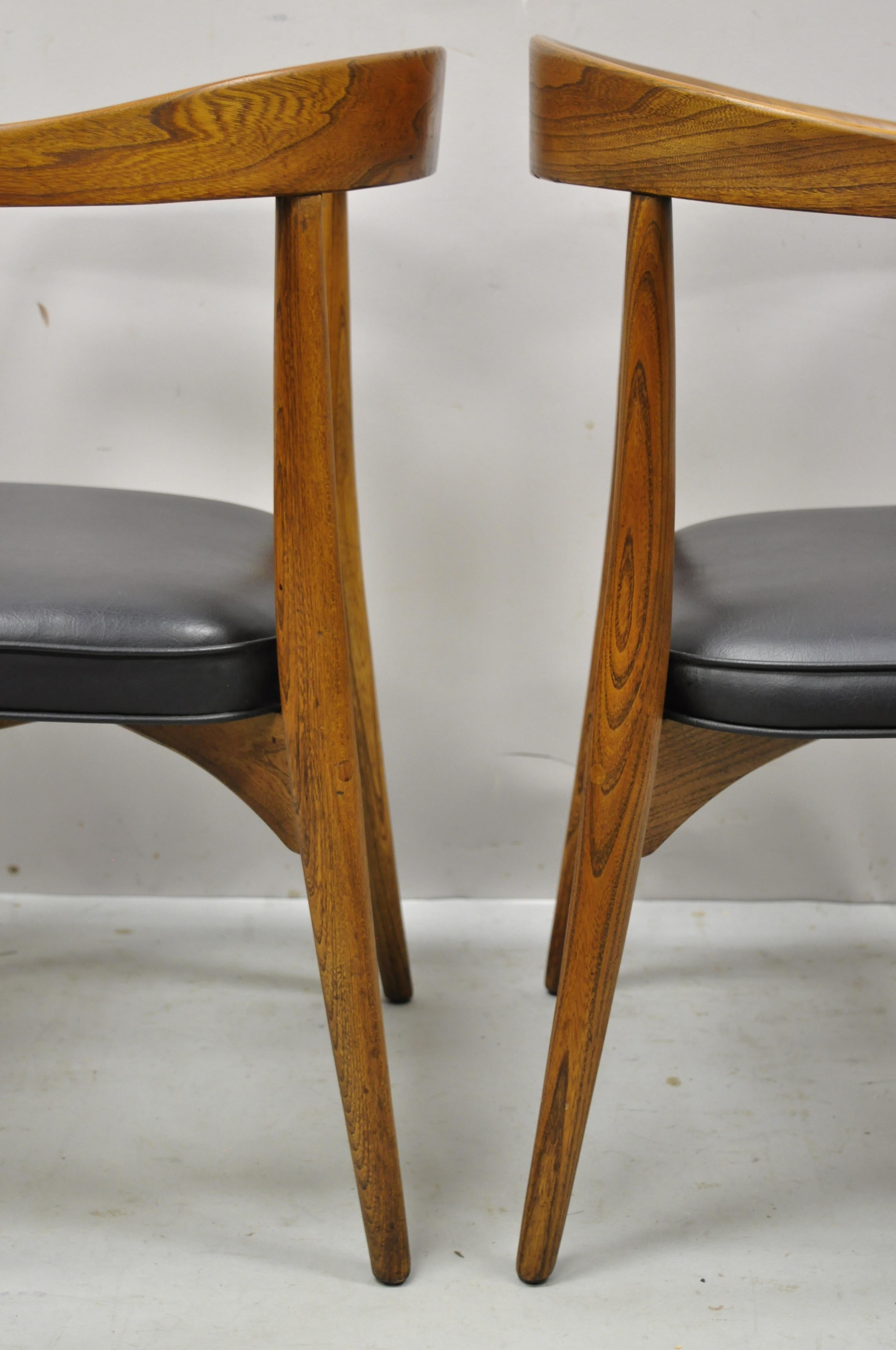 Mid Century Danish Modern Teak John Stuart Horseshoe Dining Arm Chair, a Pair 6