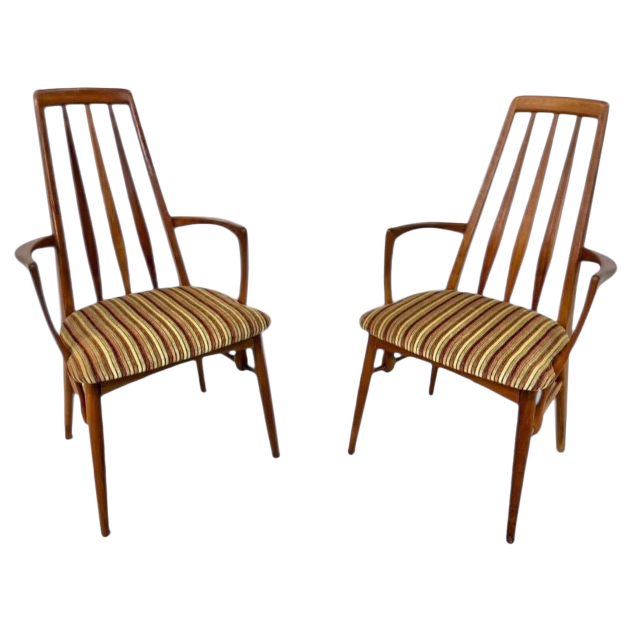 Mid-Century Danish Modern Teak Koefoed "Eva" Arm Chairs - Set of 2 For Sale