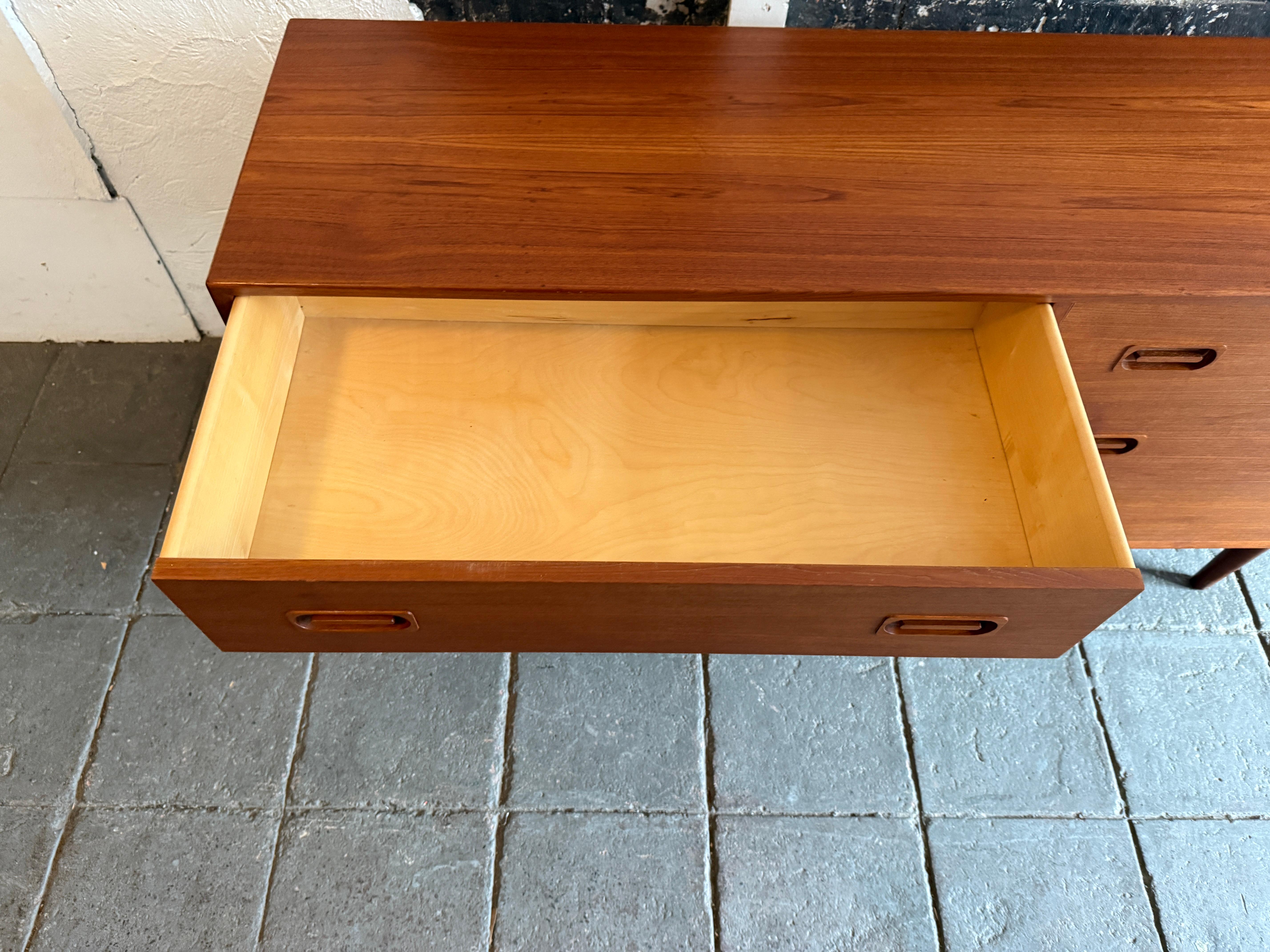 Mid-Century Danish Modern Teak Long Low 6 Drawer Dresser Credenza Drylund 1