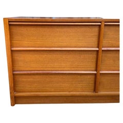 Mid-Century Danish Modern Teak Long Low 9 Drawer Dresser Credenza