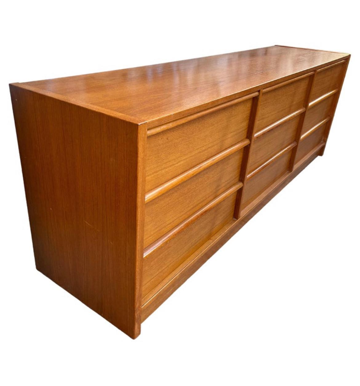 teak 9 drawer dresser